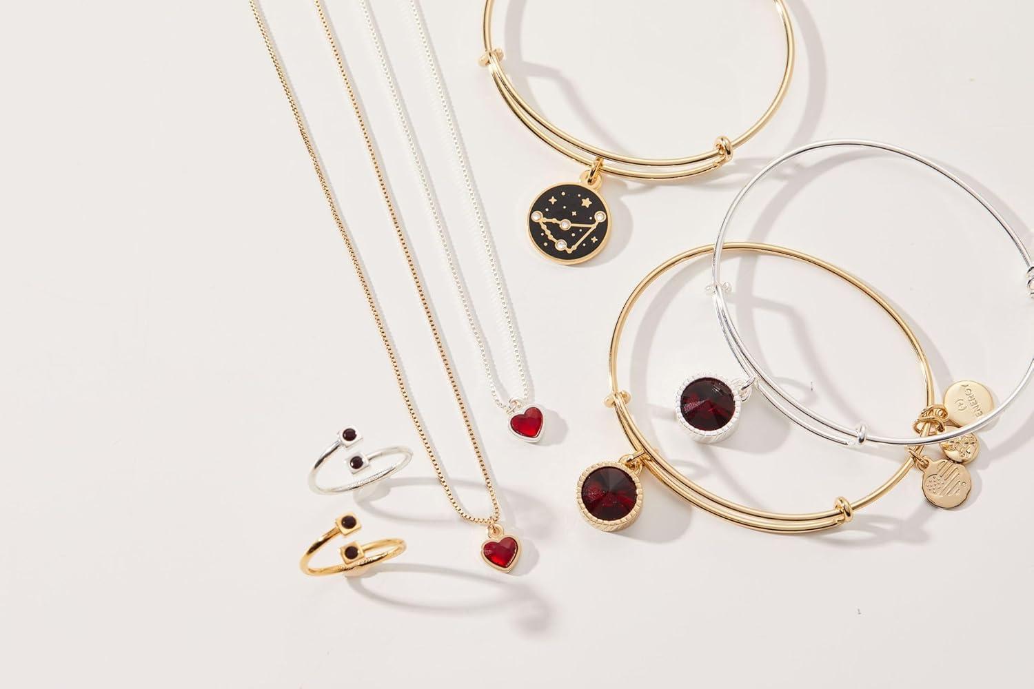 imageAlex and Ani Birthstones Expandable Bangle for Women Birthday Crystal Charms Shiny Finish 2 to 35 inShiny Gold