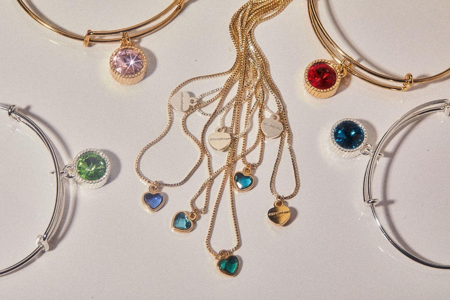 imageAlex and Ani Birthstones Expandable Bangle for Women Birthday Crystal Charms Shiny Finish 2 to 35 inShiny Gold