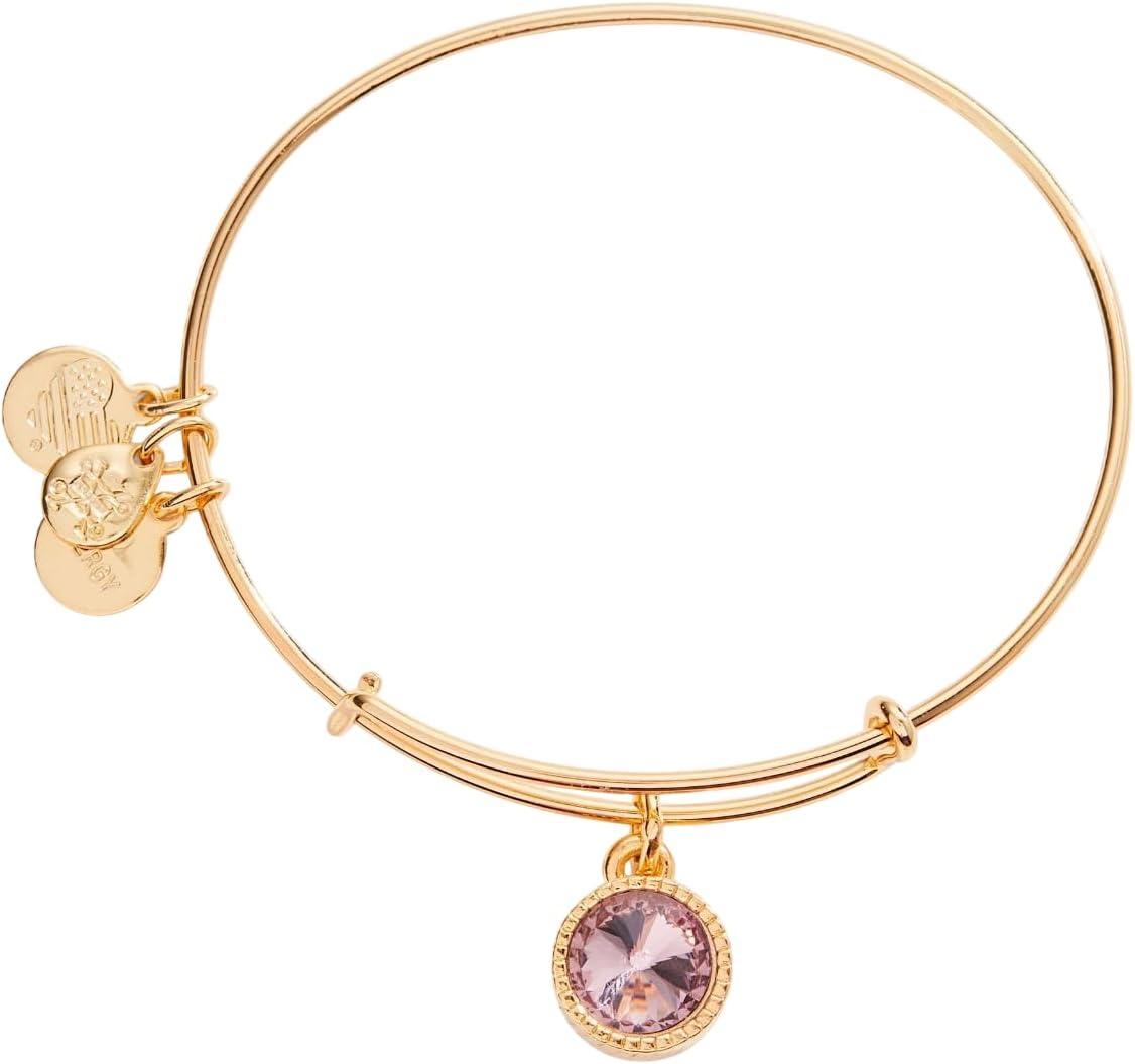 imageAlex and Ani Birthstones Expandable Bangle for Women Birthday Crystal Charms Shiny Finish 2 to 35 inShiny Gold