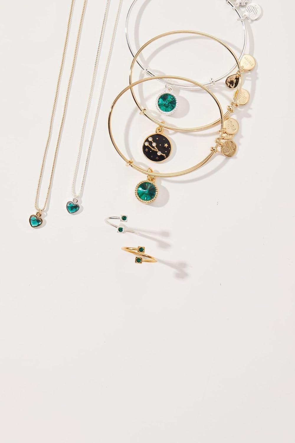 imageAlex and Ani Birthstones Expandable Bangle for Women Birthday Crystal Charms Shiny Finish 2 to 35 inShiny Gold