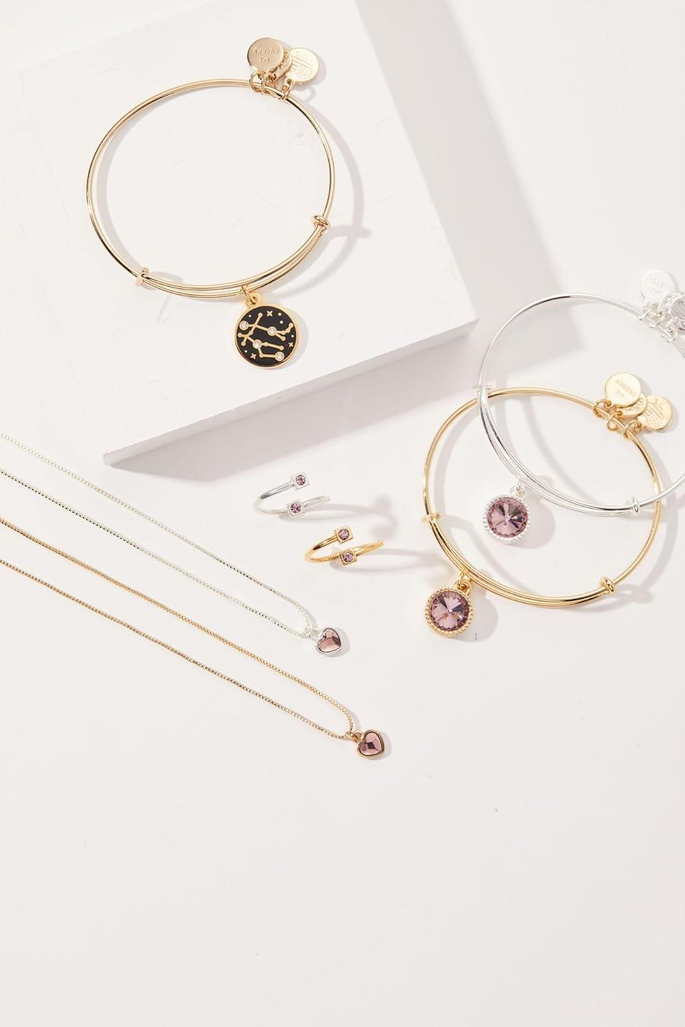 imageAlex and Ani Birthstones Expandable Bangle for Women Birthday Crystal Charms Shiny Finish 2 to 35 inShiny Gold