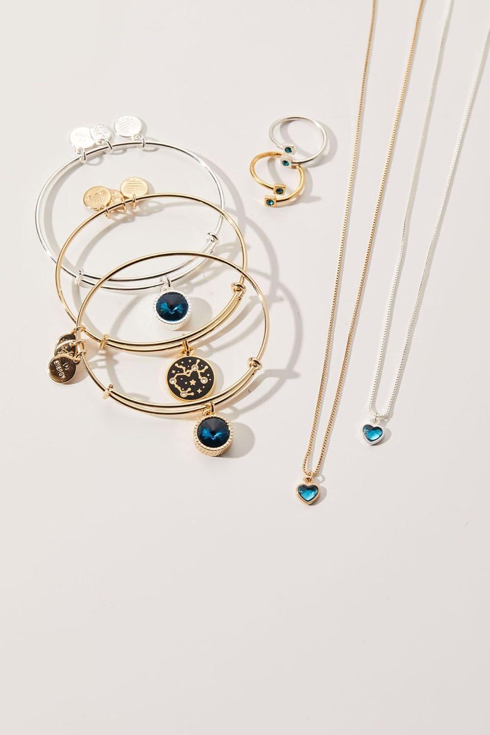 imageAlex and Ani Birthstones Expandable Bangle for Women Birthday Crystal Charms Shiny Finish 2 to 35 inShiny Gold