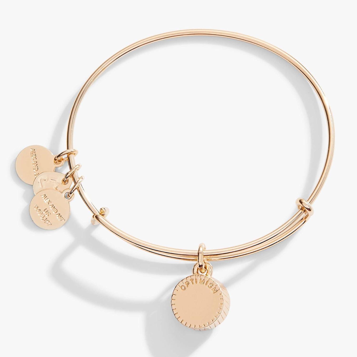 imageAlex and Ani Birthstones Expandable Bangle for Women Birthday Crystal Charms Shiny Finish 2 to 35 inShiny Gold