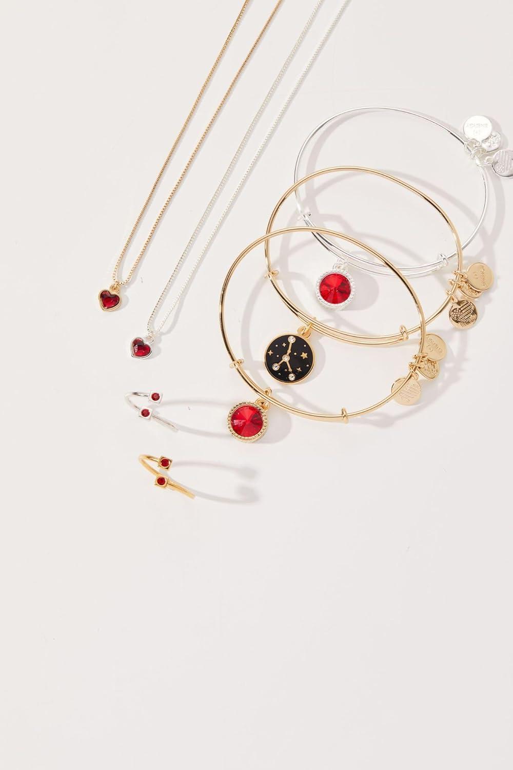 imageAlex and Ani Birthstones Expandable Bangle for Women Birthday Crystal Charms Shiny Finish 2 to 35 inShiny Gold