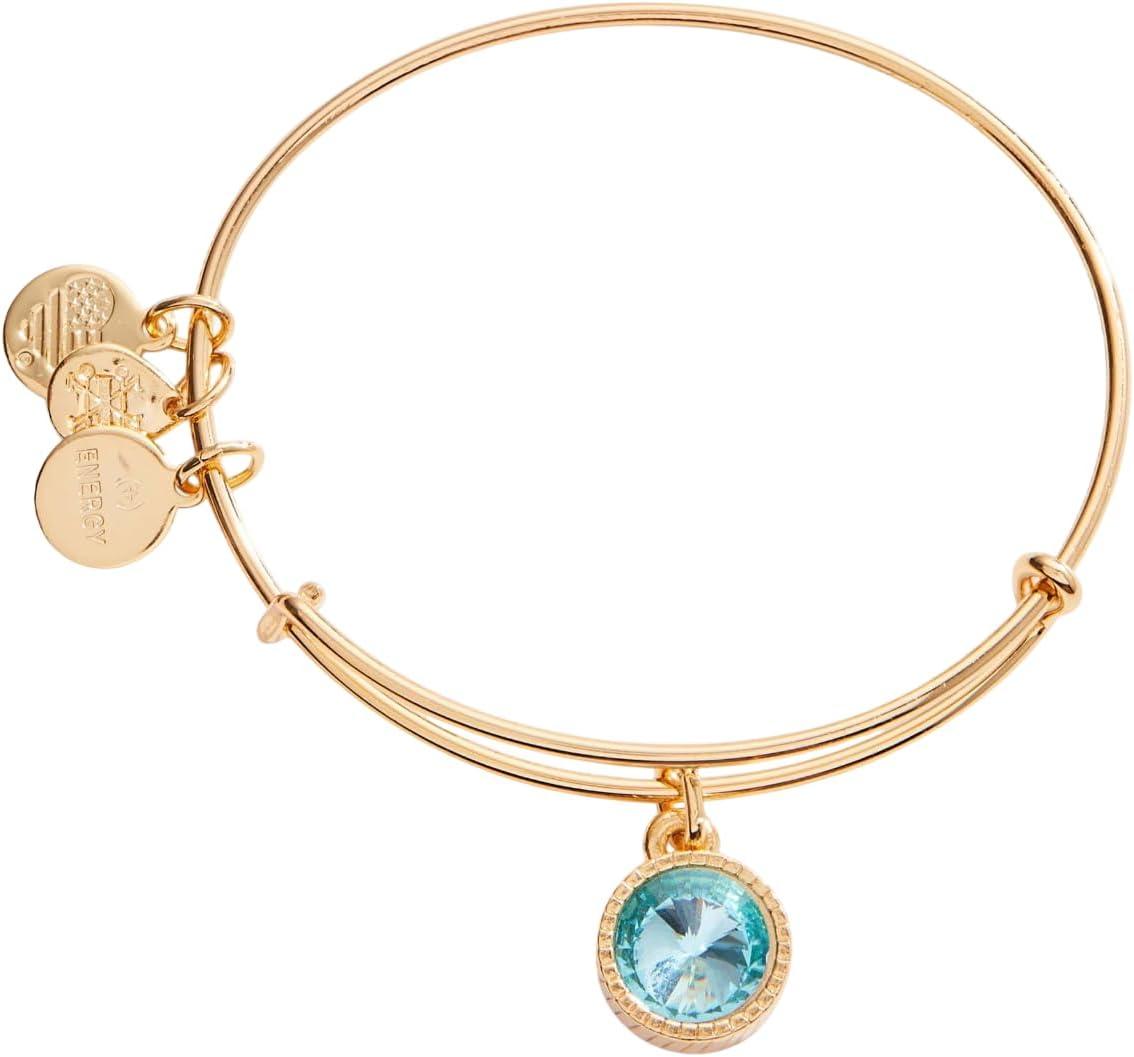 imageAlex and Ani Birthstones Expandable Bangle for Women Birthday Crystal Charms Shiny Finish 2 to 35 inShiny Gold