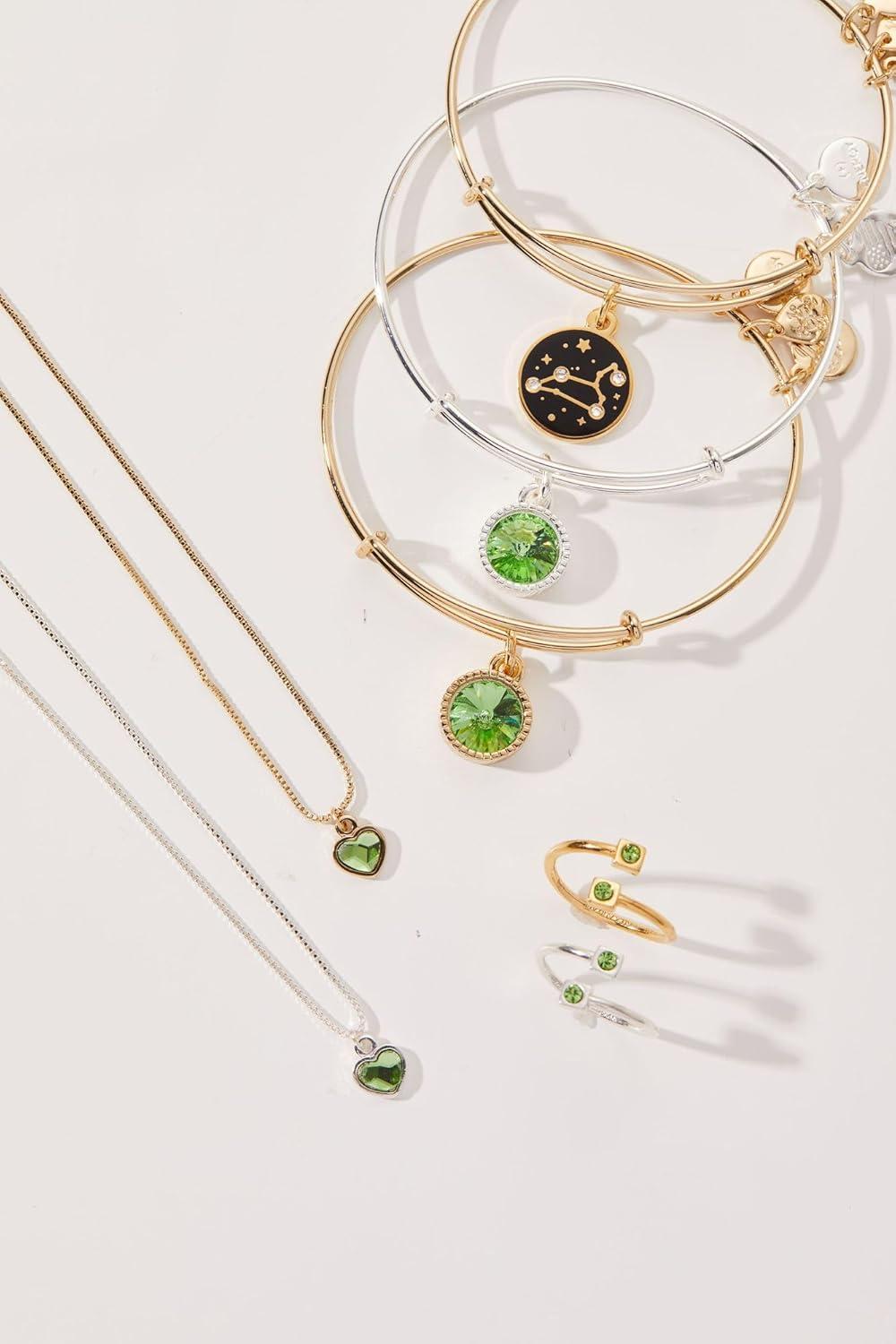 imageAlex and Ani Birthstones Expandable Bangle for Women Birthday Crystal Charms Shiny Finish 2 to 35 inShiny Gold