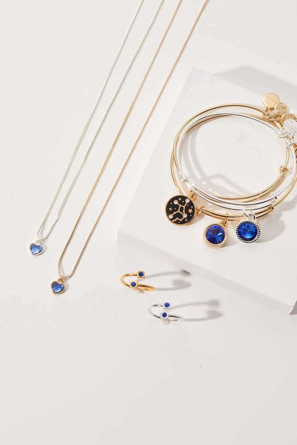 imageAlex and Ani Birthstones Expandable Bangle for Women Birthday Crystal Charms Shiny Finish 2 to 35 inShiny Gold