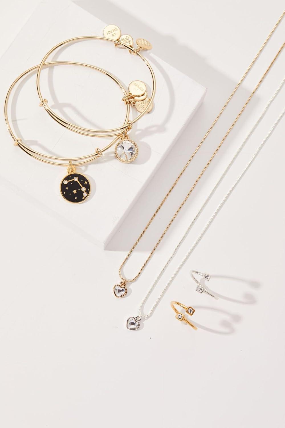 imageAlex and Ani Birthstones Expandable Bangle for Women Birthday Crystal Charms Shiny Finish 2 to 35 inShiny Gold