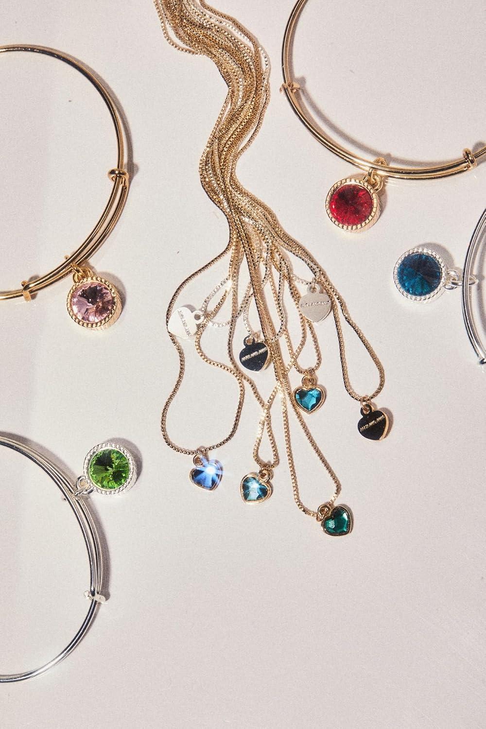 imageAlex and Ani Birthstones Expandable Bangle for Women Birthday Crystal Charms Shiny Finish 2 to 35 inShiny Gold