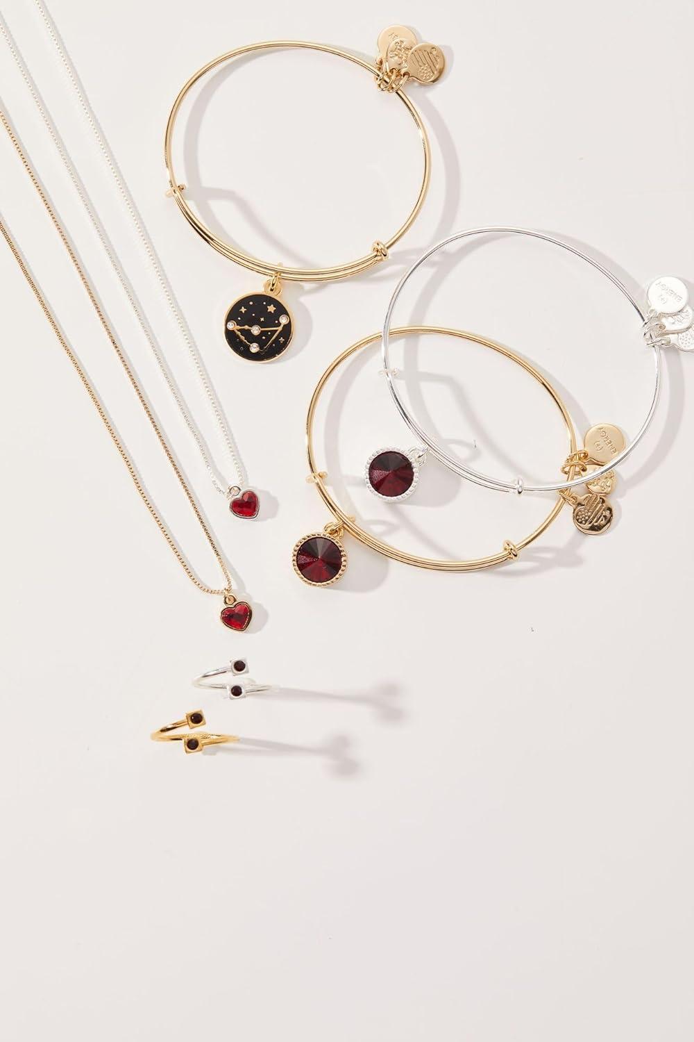 imageAlex and Ani Birthstones Expandable Bangle for Women Birthday Crystal Charms Shiny Finish 2 to 35 inShiny Gold