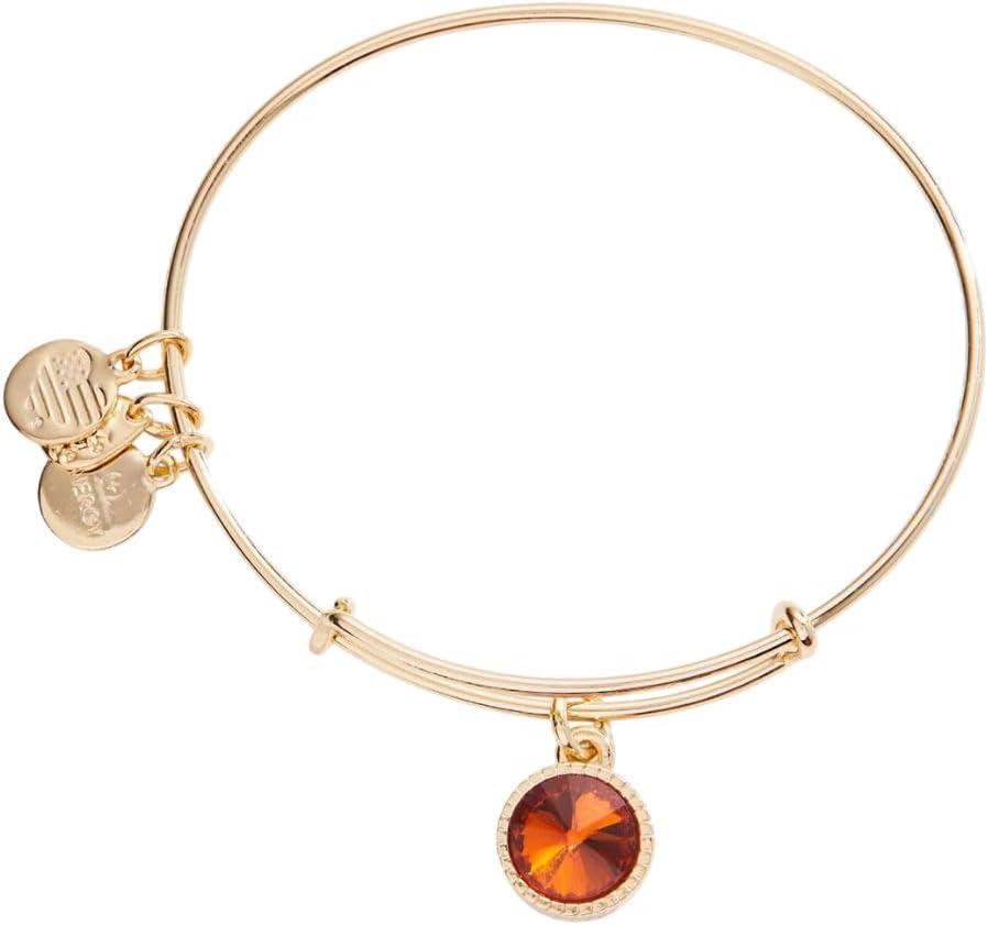 imageAlex and Ani Birthstones Expandable Bangle for Women Birthday Crystal Charms Shiny Finish 2 to 35 inShiny Gold
