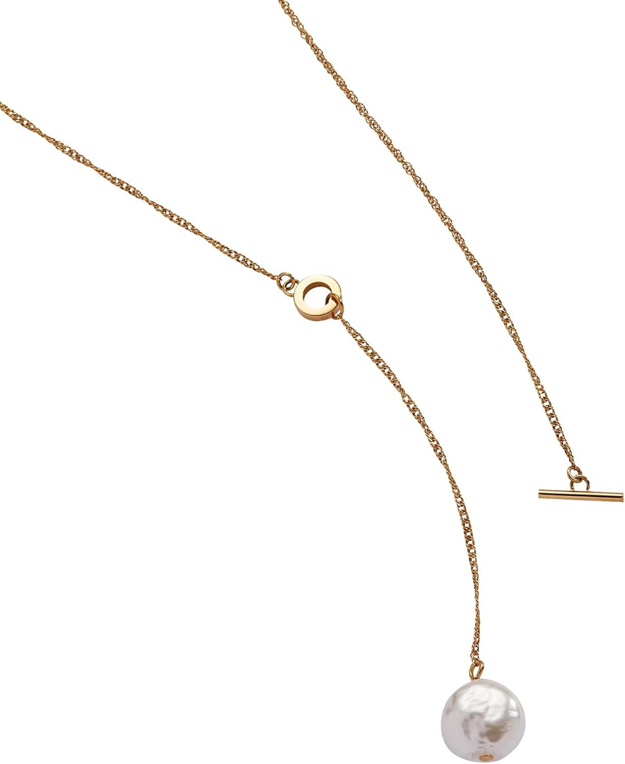 imageAlex and Ani Coin Pearl Drop Gold JewelryCoin Pearl Toggle Y Necklace