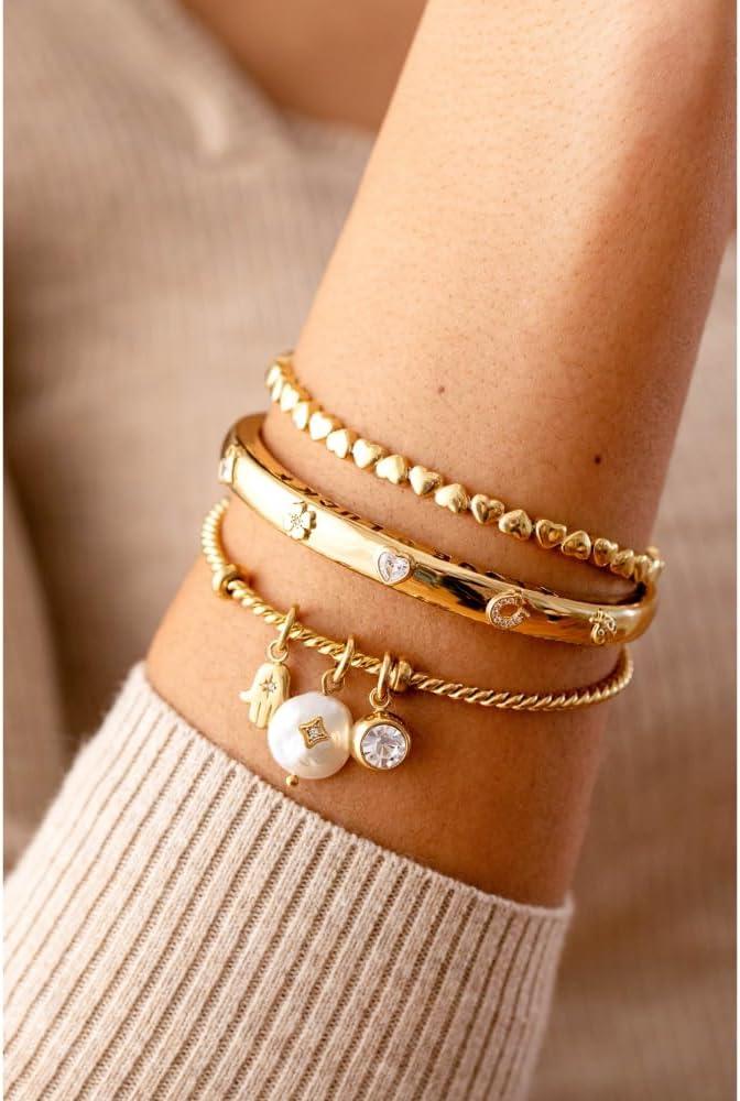 imageAlex and Ani Heart Charm Tennis BraceletStainless Steel Gold