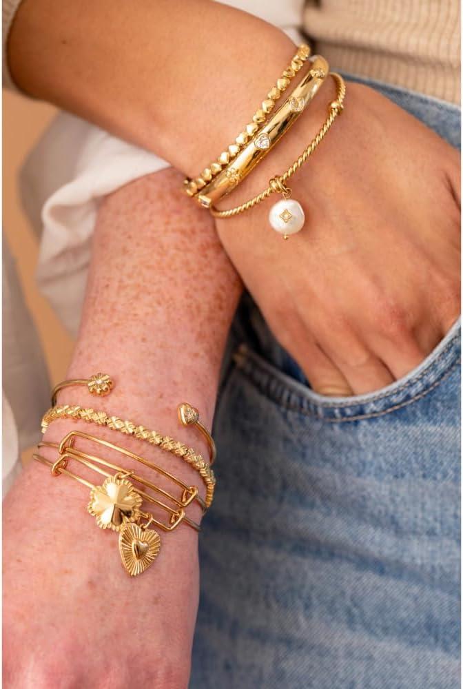 imageAlex and Ani Heart Charm Tennis BraceletStainless Steel Gold