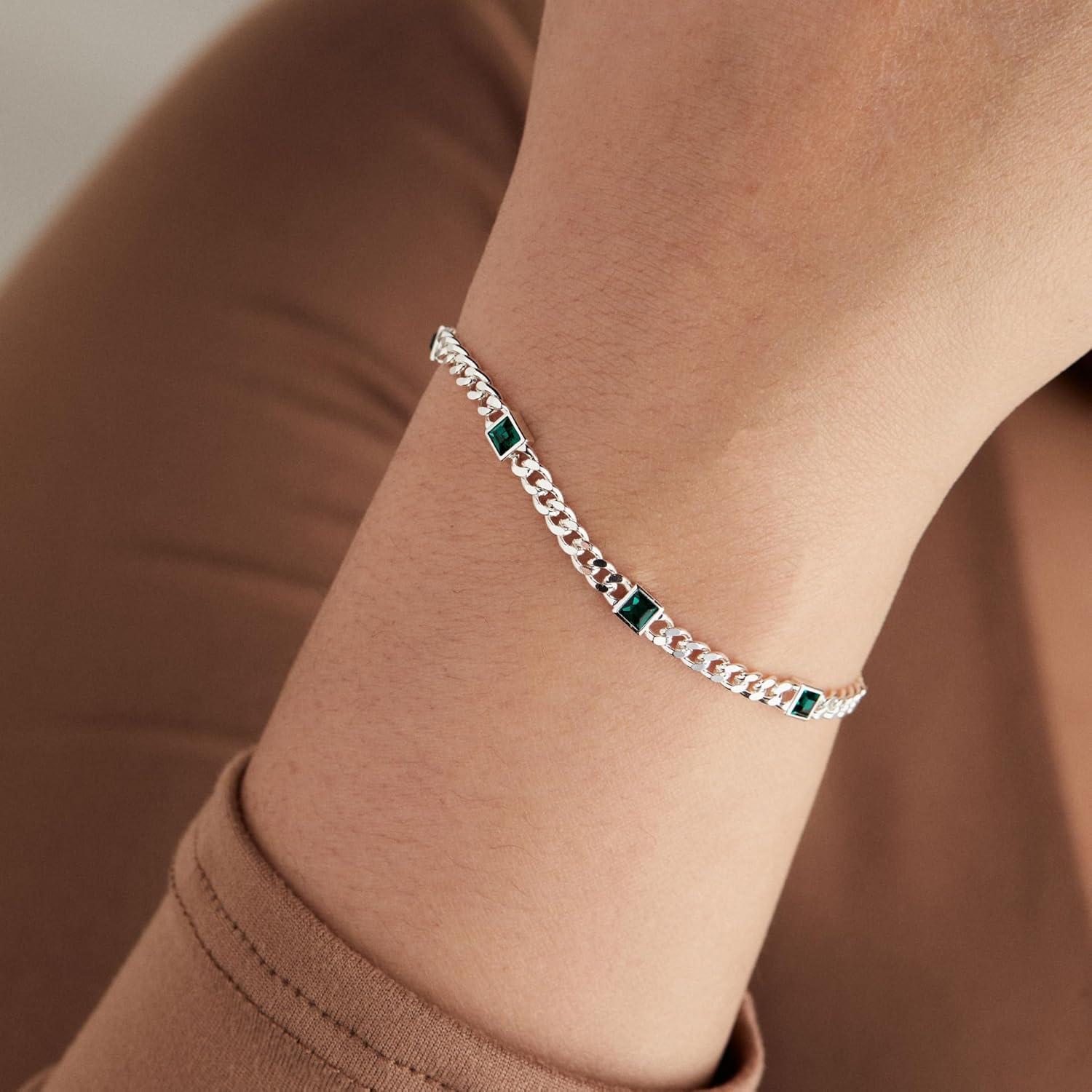 imageAlex and Ani September Birthstone Sapphire Curb Chain BraceletSilver