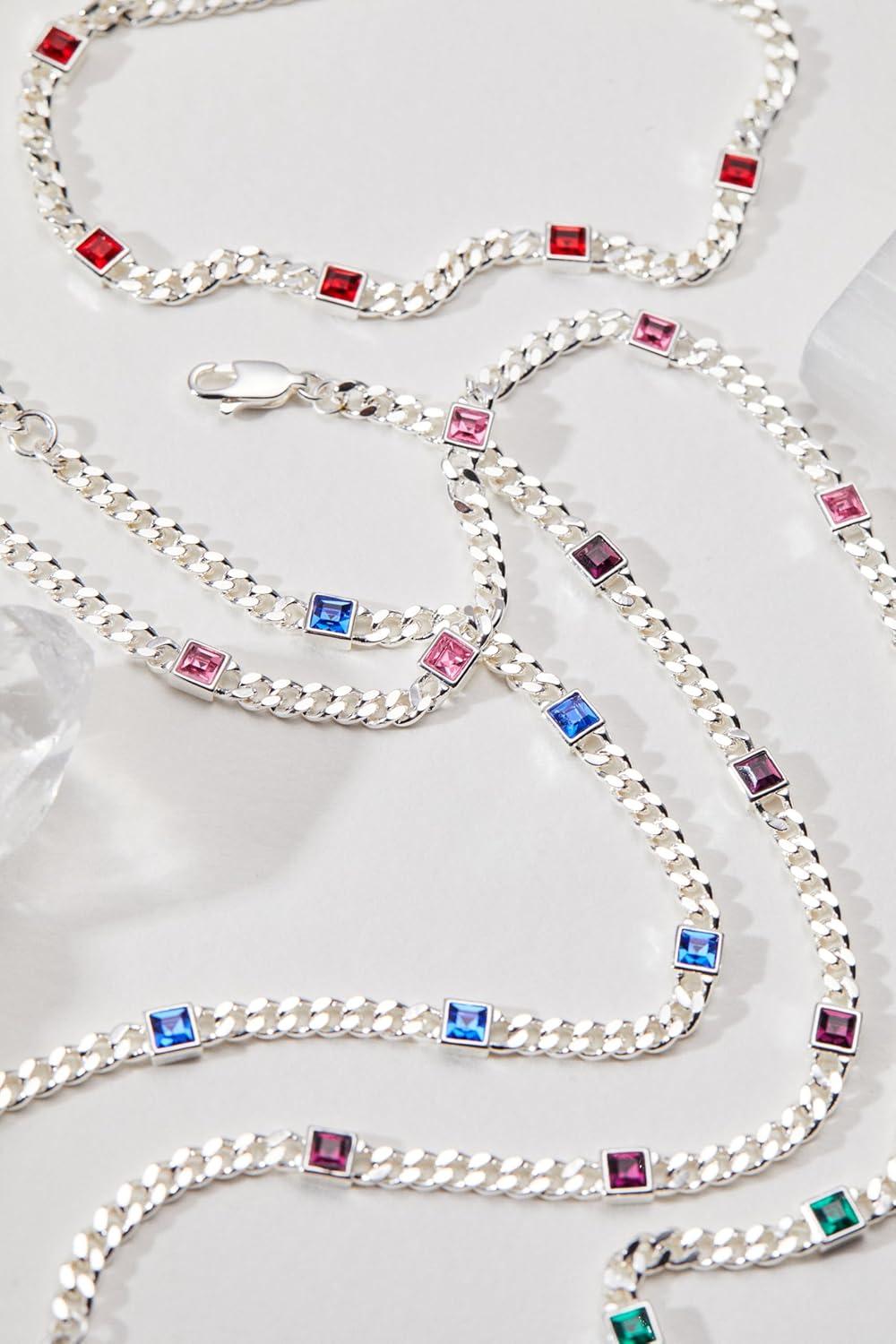 imageAlex and Ani September Birthstone Sapphire Curb Chain BraceletSilver