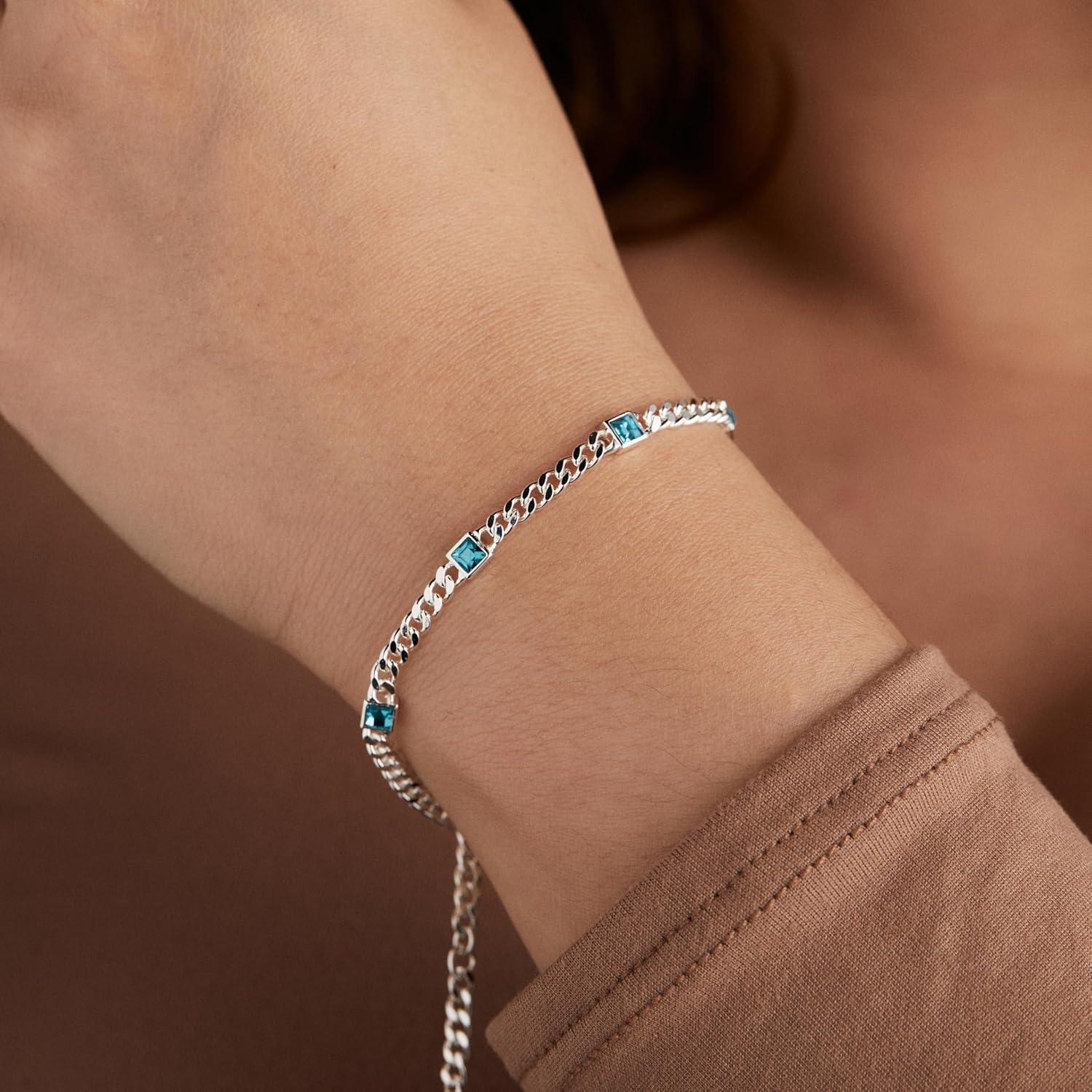 imageAlex and Ani September Birthstone Sapphire Curb Chain BraceletSilver