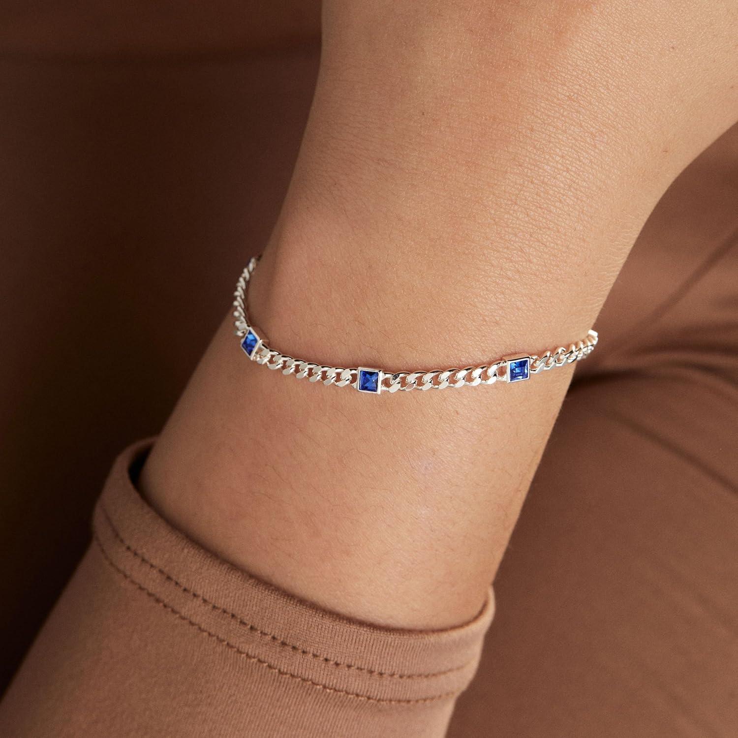 imageAlex and Ani September Birthstone Sapphire Curb Chain BraceletSilver
