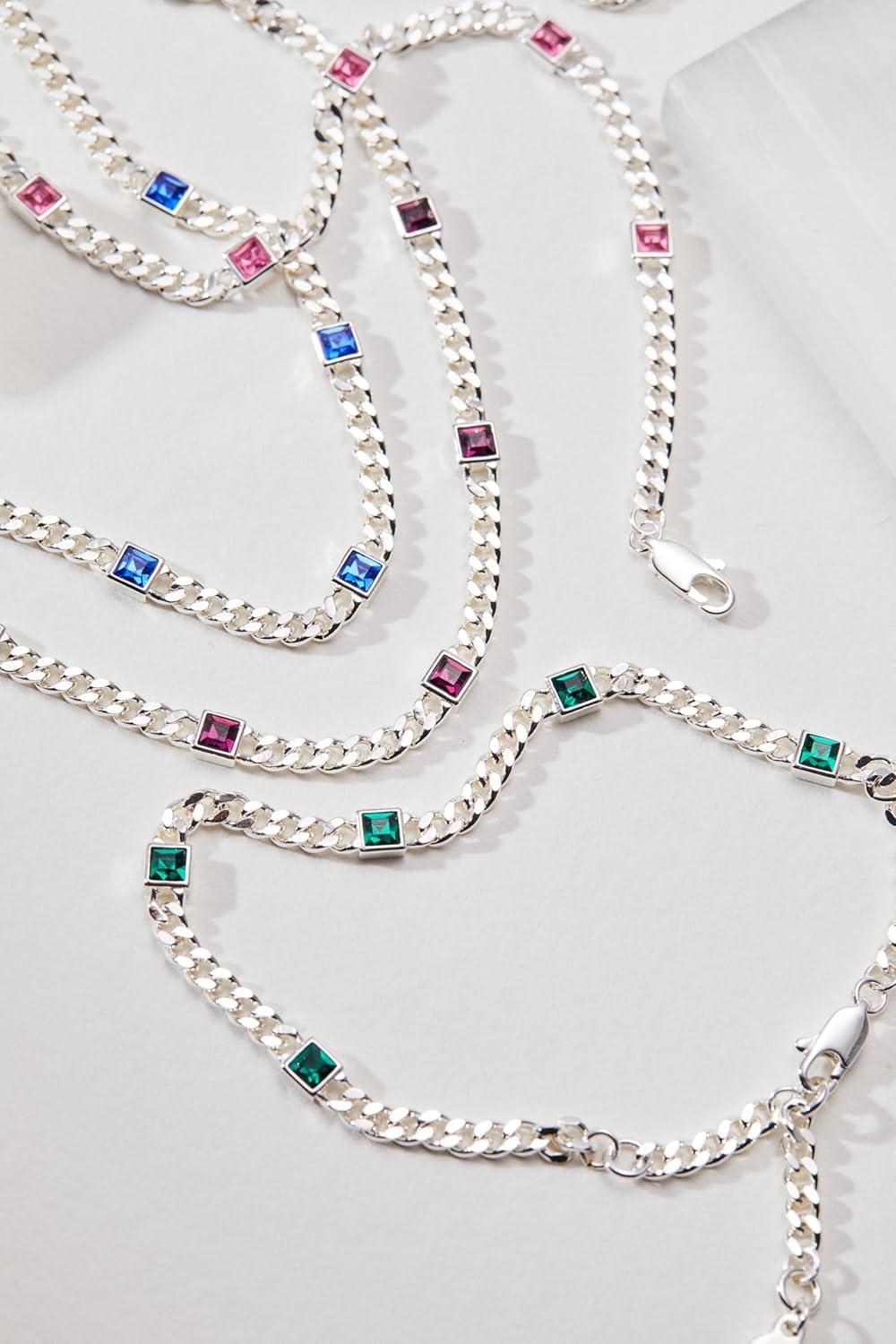 imageAlex and Ani September Birthstone Sapphire Curb Chain BraceletSilver