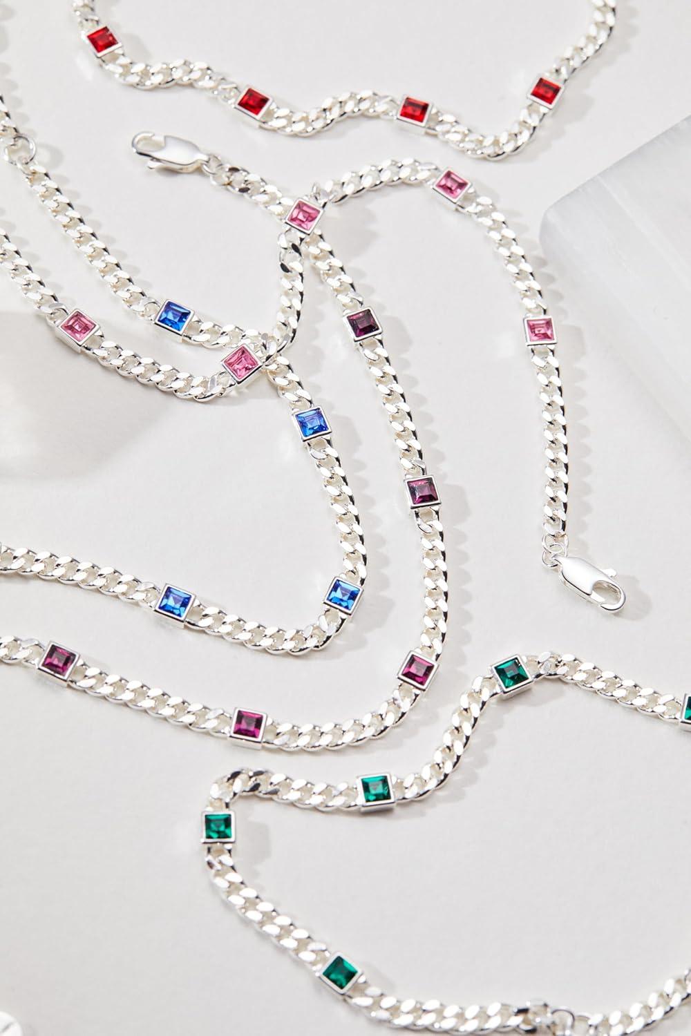 imageAlex and Ani September Birthstone Sapphire Curb Chain BraceletSilver