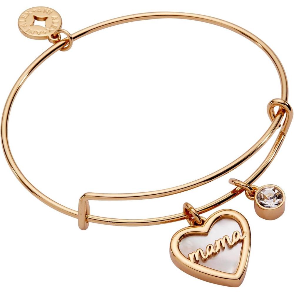 imageAlex and Ani BILY Mama Mother of Pearl Heart Duo Expandable Wire Bracelet for WomenShiny Gold