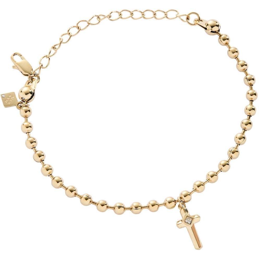 imageAlex and Ani Cross Ball Chain BraceletStainless Steel Gold