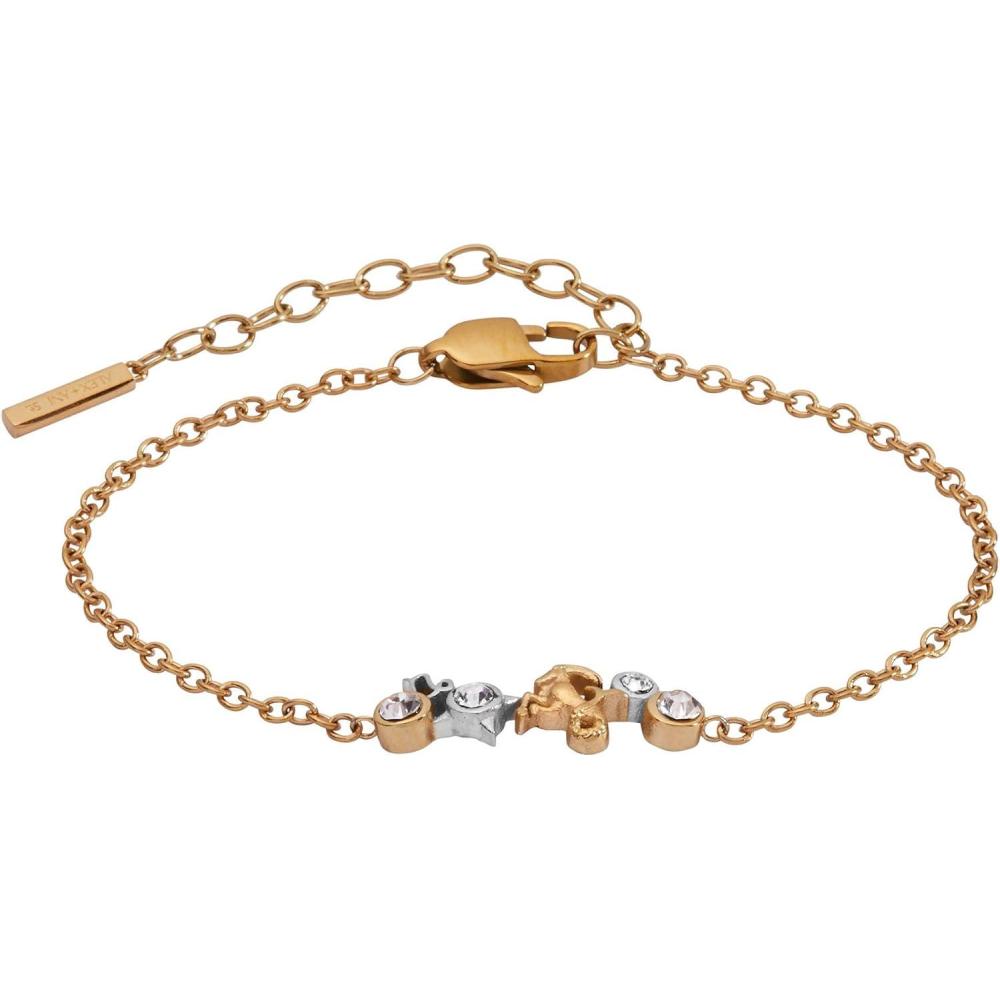 imageAlex and Ani Zodiac Bracelet  TwoTone Stainless Steel with Clear Crystals NickelFree Zodiac Sign Bracelet for WomenCapricorn