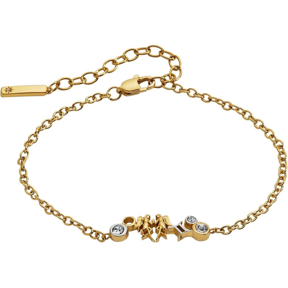 imageAlex and Ani Zodiac Bracelet  TwoTone Stainless Steel with Clear Crystals NickelFree Zodiac Sign Bracelet for WomenGemini