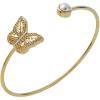 Crystal Butterfly + Pearl Flex Cuff Bracelet