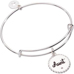 Alex and Ani Aunt Charm Bangle Bracelet for Women(Shiny Silver)
