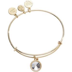 Alex and Ani Birthstones Expandable Bangle for Women, Birthday Crystal Charms, Shiny Finish, 2 to 3.5 in(Shiny Gold)