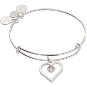 Alex and Ani Crystal in Heart Charm Bangle Bracelet(Silver)