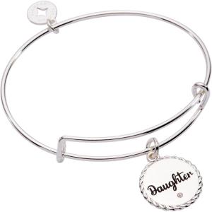 Alex and Ani Daughter Charm Bangle Bracelet for Women(Shiny Silver)