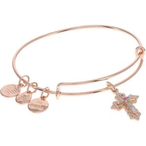 Alex and Ani Floral Cross Charm Bangle(Shiny Rose)
