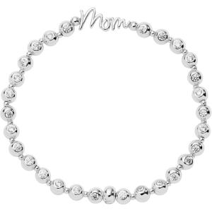 Alex and Ani Mom Elongated Crystal Stretch Bracelet for Women(Shiny Silver)
