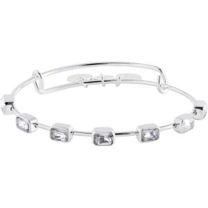 Alex and Ani November Birthstone Emerald Cut Bangle(Shiny Silver)