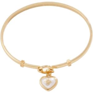 Alex and Ani Pearl Heart + Crystal Charm Clip Bangle(Shiny Gold)