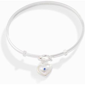 Alex and Ani Pearl Heart + Crystal Charm Clip Bangle(Shiny Silver)