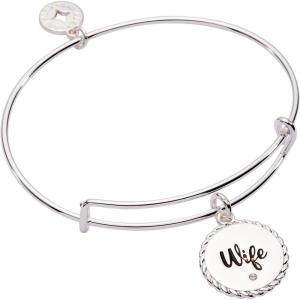 Alex and Ani Wife Charm Bangle Bracelet for Women(Shiny Silver)