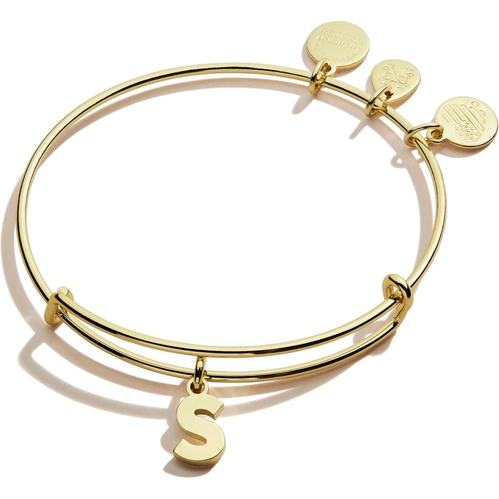 imageAlex and Ani Expandable Bangle for Women Initials A to Z Letter Charms Shiny Finish 2 to 35 inGold