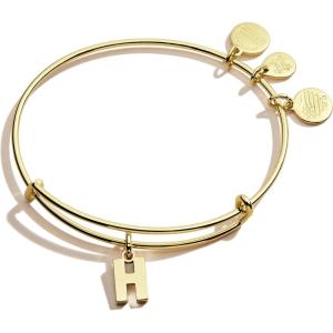 Alex and Ani Expandable Bangle for Women, Initials A to Z Letter Charms, Shiny Finish, 2 to 3.5 in(Shiny Gold Finish)