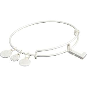Alex and Ani Expandable Bangle for Women, Initials A to Z Letter Charms, Shiny Finish, 2 to 3.5 in(Silver)