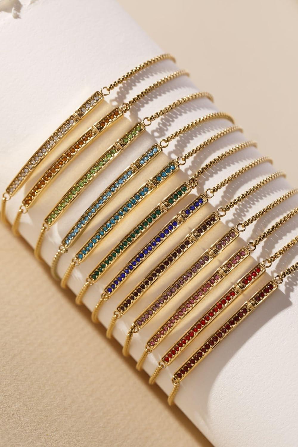 imageAlex and Ani Pave Bolo Birthstone Bracelet Stainless Steel GoldSilver Perfect for Stacking Adjustable Birthstone Bracelet for Women Ideal Gift JewelryAugust