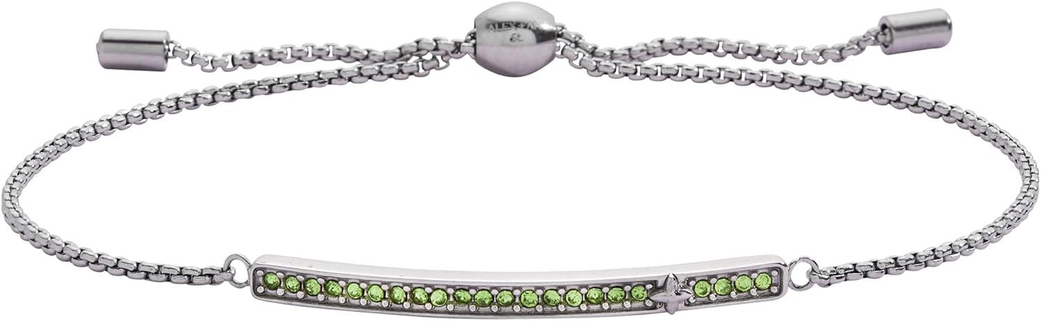 imageAlex and Ani Pave Bolo Birthstone Bracelet Stainless Steel GoldSilver Perfect for Stacking Adjustable Birthstone Bracelet for Women Ideal Gift JewelryAugust