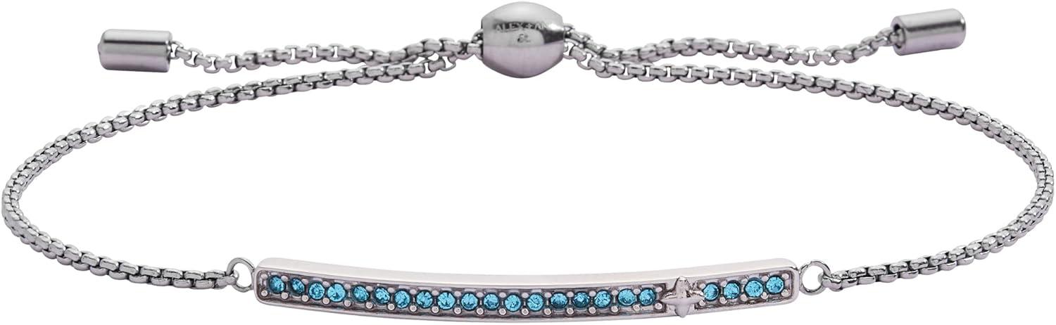 imageAlex and Ani Pave Bolo Birthstone Bracelet Stainless Steel GoldSilver Perfect for Stacking Adjustable Birthstone Bracelet for Women Ideal Gift JewelryMarch