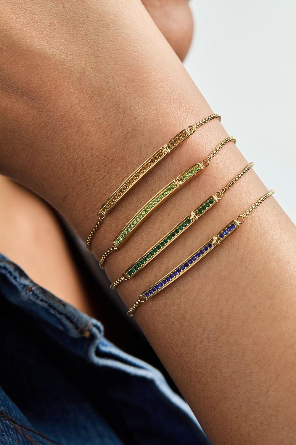 imageAlex and Ani Pave Bolo Birthstone Bracelet Stainless Steel GoldSilver Perfect for Stacking Adjustable Birthstone Bracelet for Women Ideal Gift JewelrySeptember