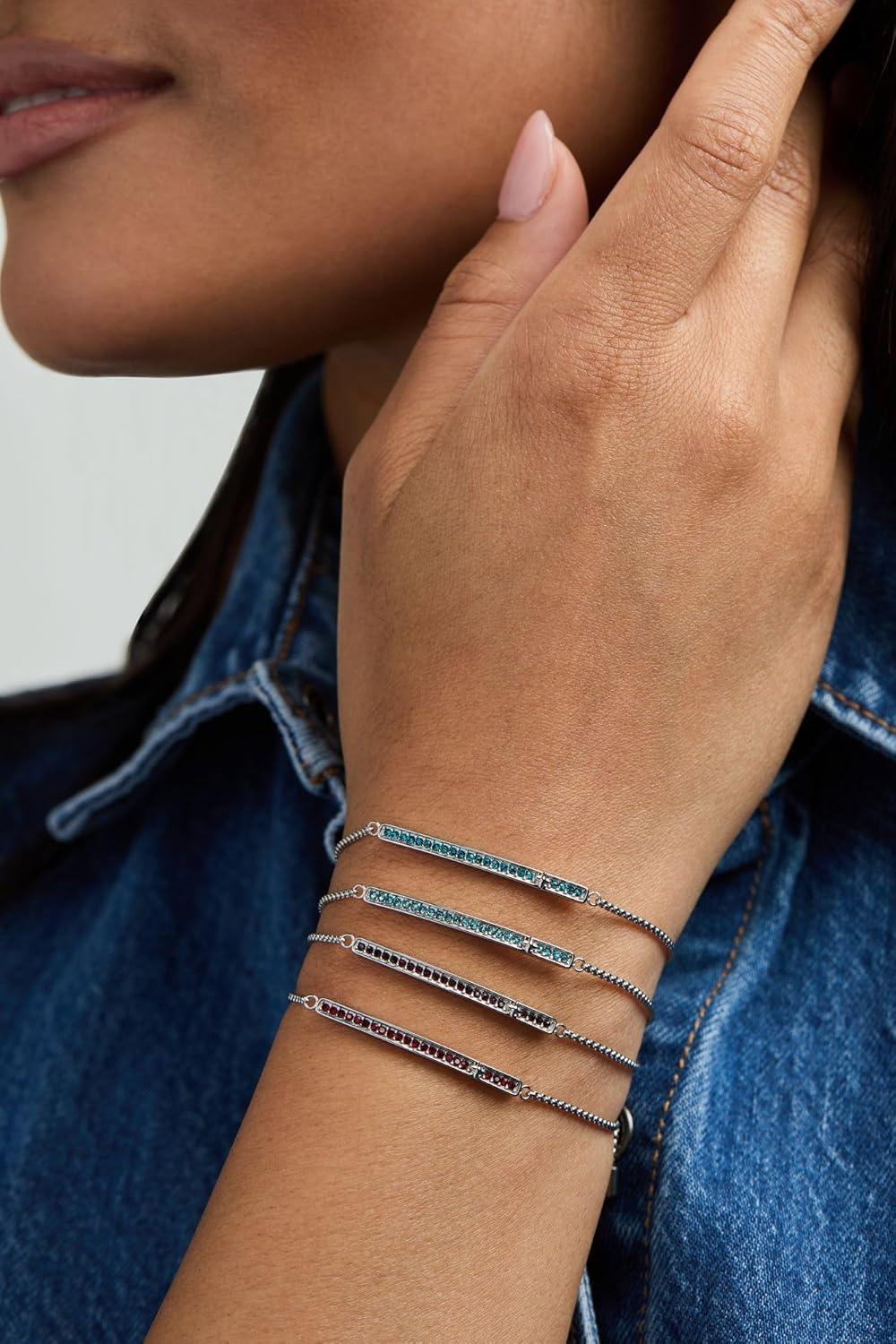 imageAlex and Ani Pave Bolo Birthstone Bracelet Stainless Steel GoldSilver Perfect for Stacking Adjustable Birthstone Bracelet for Women Ideal Gift JewelryMarch