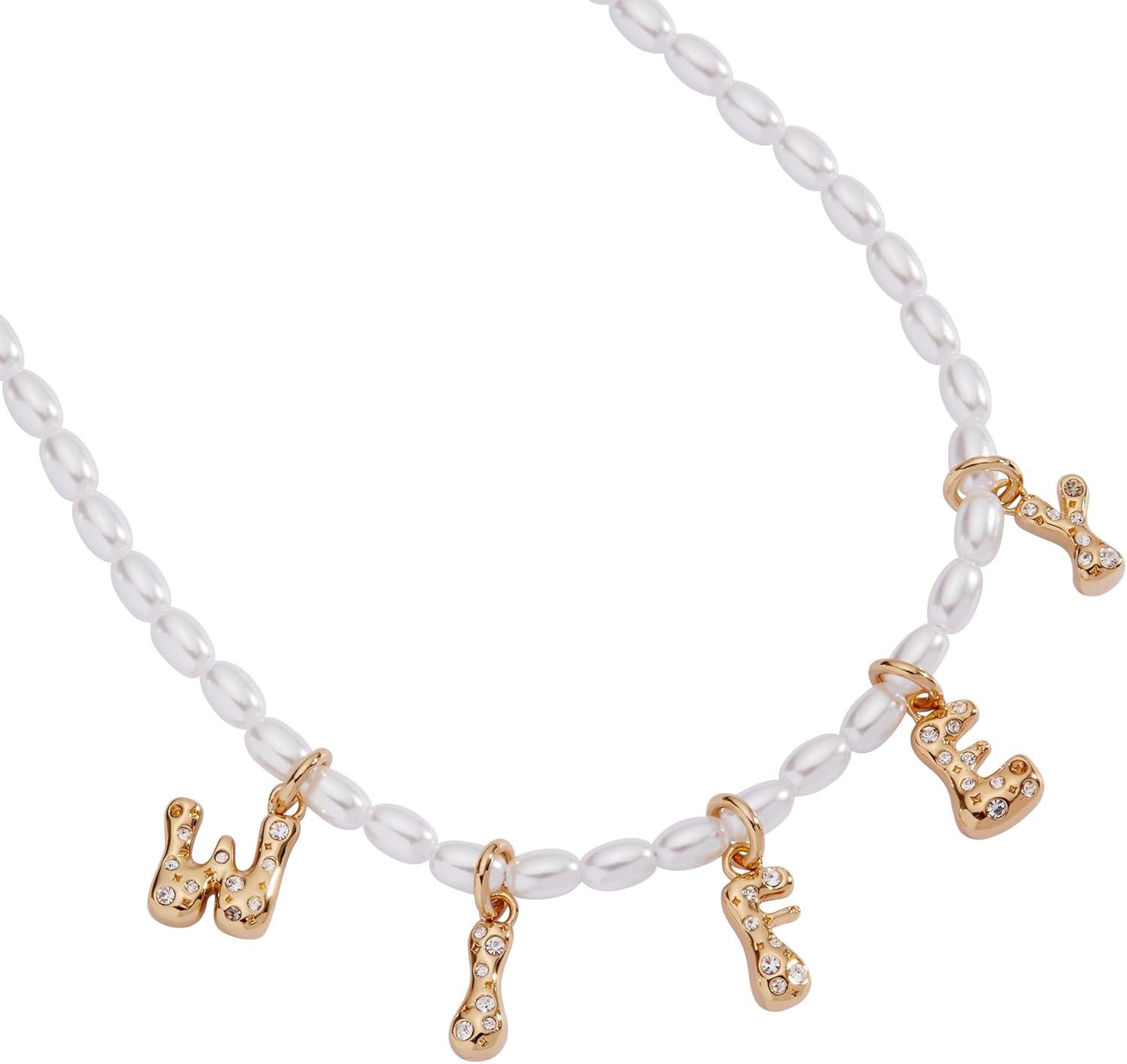 imageAlex and Ani Beaded Pearl Wifey Bubble Necklace Shiny Gold