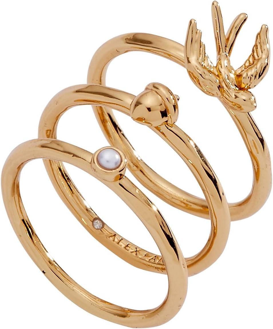 imageAlex and Ani Mixed Woodland Stacking Ring Set of 3 Fall Charm Gold Finish NickelFree Size 7 Perfect Layered Look Autumn Magic Jewelry