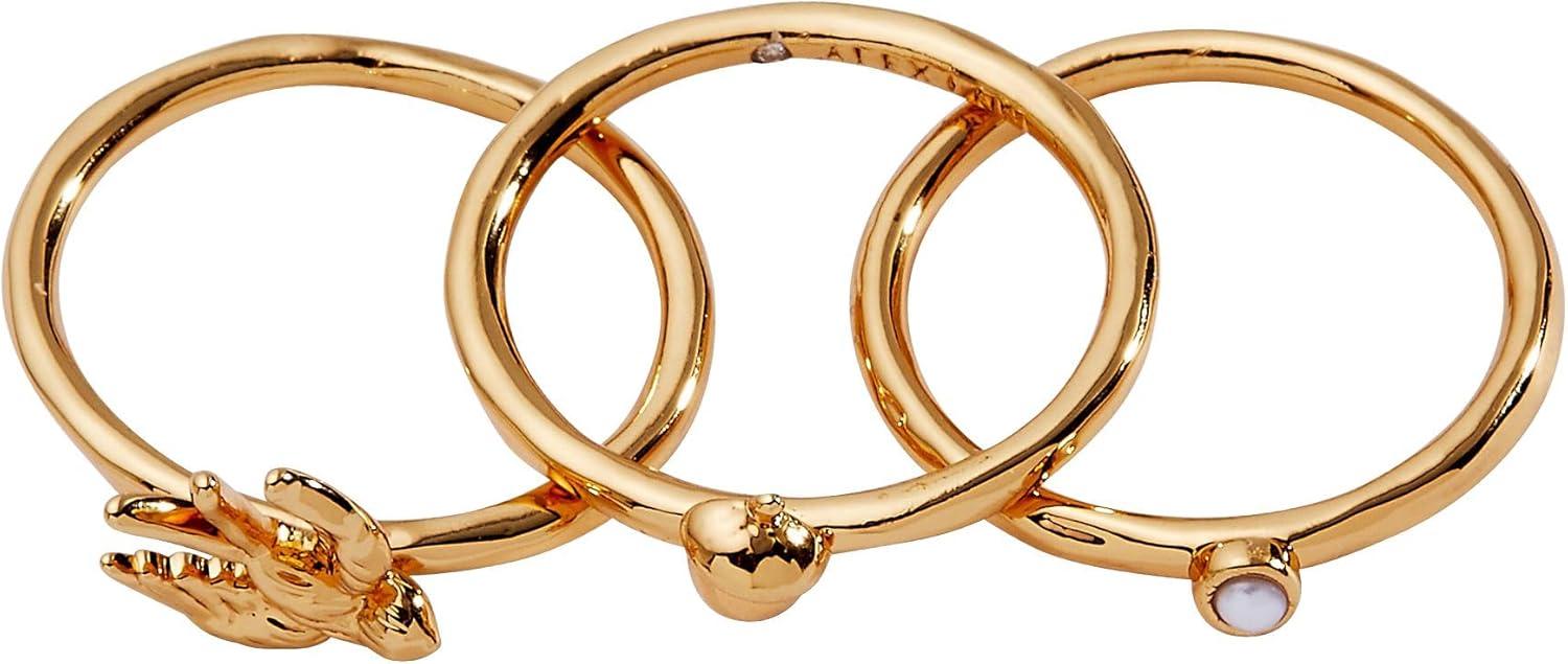 imageAlex and Ani Mixed Woodland Stacking Ring Set of 3 Fall Charm Gold Finish NickelFree Size 7 Perfect Layered Look Autumn Magic Jewelry